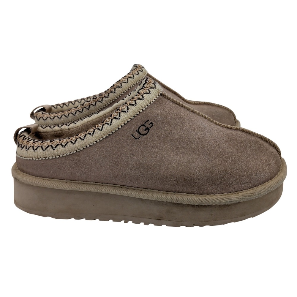 UGG Tazz Tasman Platform Driftwood Suede Slip On Clog Slippers Womens 9